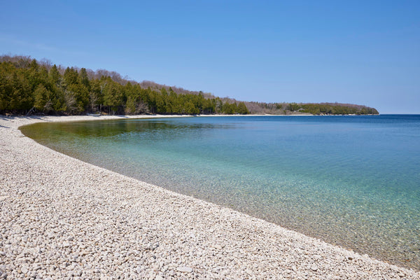 A view of schoolhouse beach wall art in Door County, Wisconsin