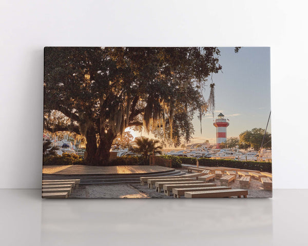 A canvas print of Liberty Oak At Harbor Town, Hilton Head Island Canvas Print. By Jeff Schear, Art For Gratitude.