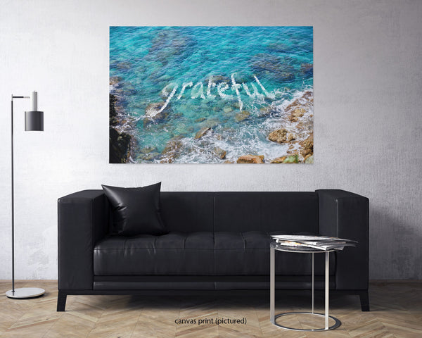 Grateful Quote In Caribbean Ocean, St. John USVI Fine Art Photography Print