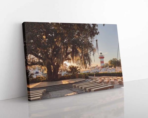 A canvas print of Liberty Oak At Harbor Town, Hilton Head Island Canvas Print. By Jeff Schear, Art For Gratitude.