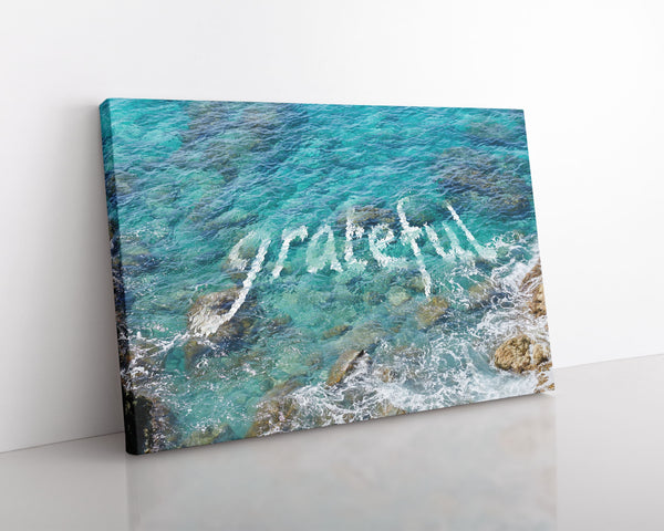 Grateful Quote In Caribbean Ocean, St. John USVI Fine Art Photography Print