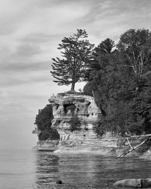 Chapel Rock, Pictured Rocks Michigan Black And White Fine Art Photography Print