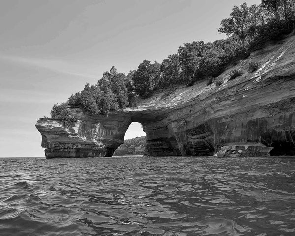 Lover's Leap, Pictured Rocks Michigan Black And White Fine Art Photography Print