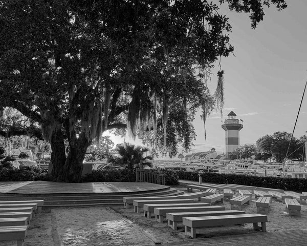 Harbor Town Lighthouse At Sunset, Black And White Hilton Head Island Photography Print, Hilton Head Wall Art, Hilton Head Print