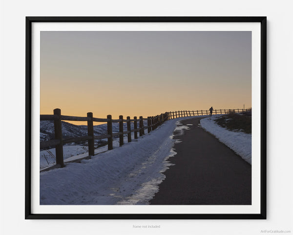Runner on Winding Road At Sunset