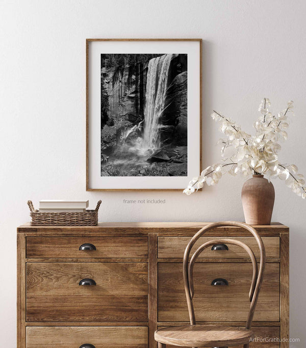 Vernal Falls On The Mist Trail, Yosemite Black And White Fine Art Photography Print