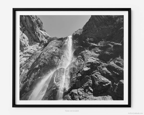 Lower Yosemite Falls, Yosemite Black And White Fine Art Photography Print