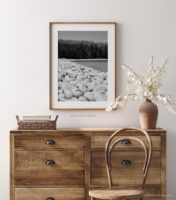 Schoolhouse Beach, Door County Black & White Fine Art Photography Print