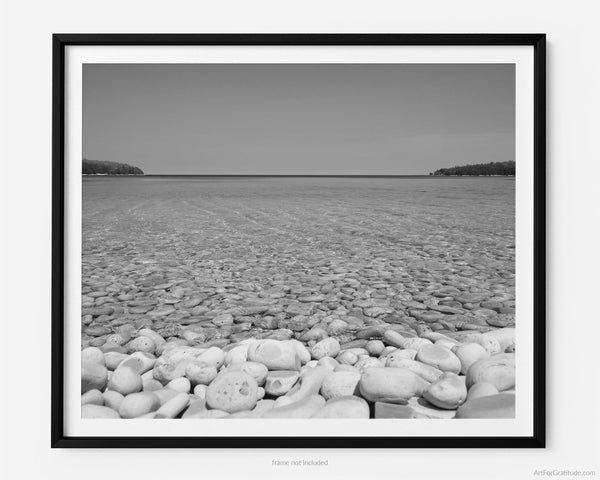Schoolhouse Beach, Door County Black & White Fine Art Photography Print
