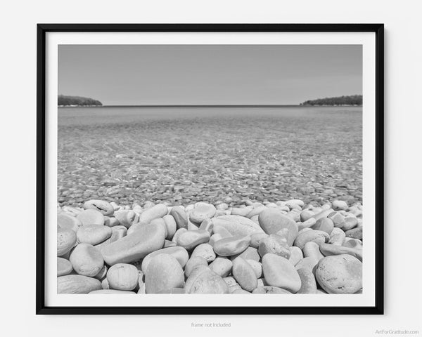 Schoolhouse Beach, Door County Wisconsin Black & White Fine Art Photography Print
