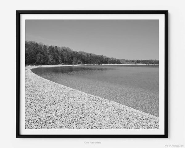 Schoolhouse Beach, Door County Black & White Fine Art Photography Print