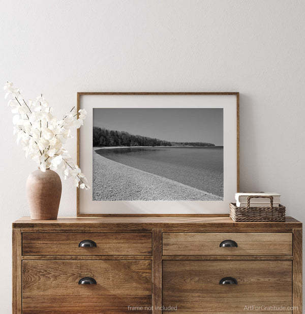 Schoolhouse Beach, Door County Black & White Fine Art Photography Print