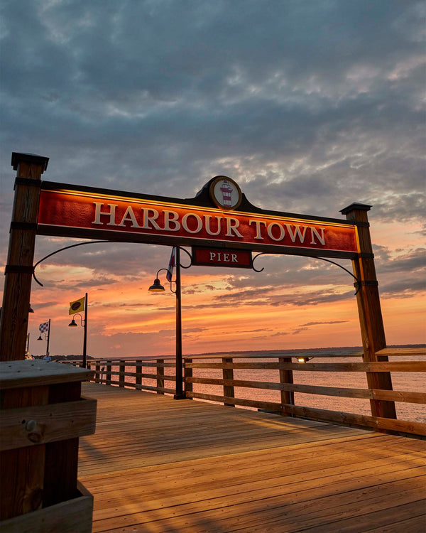 Harbour Town Pier Dock Sign At Sunset, Hilton Head Island Fine Art Photography Print