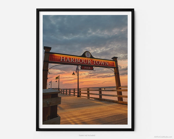 Harbour Town Pier Dock Sign At Sunset, Hilton Head Island Fine Art Photography Print