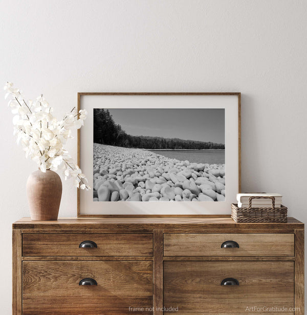 Schoolhouse Beach, Door County Black & White Fine Art Photography Print