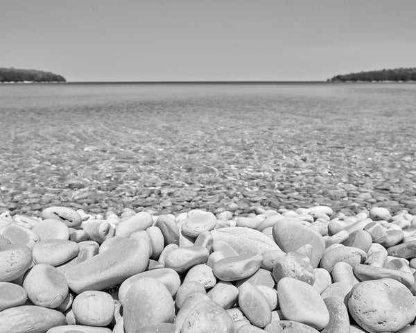 Schoolhouse Beach, Door County Wisconsin Black & White Fine Art Photography Print