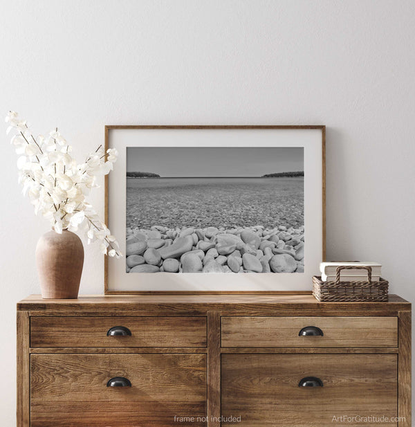 Schoolhouse Beach, Door County Wisconsin Black & White Fine Art Photography Print