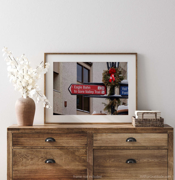 Lionshead Village Sign to Eagle Bahn Gondola & Gore Valley Trail