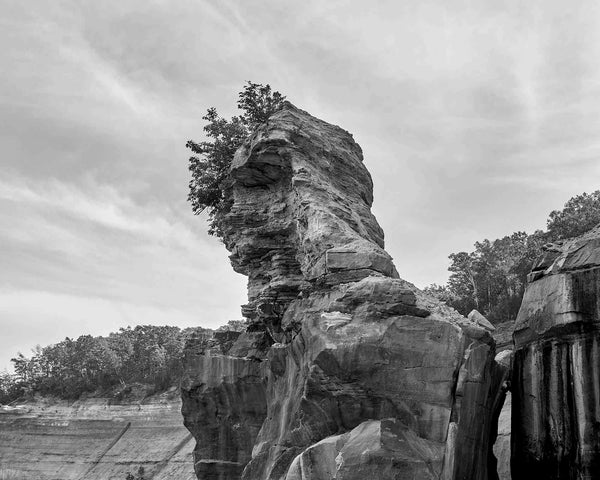 Kissing Rock, Pictured Rocks Michigan Black And White Fine Art Photography Print