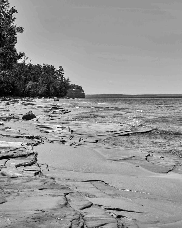 Mosquito Beach, Pictured Rocks Michigan Black And White Fine Art Photography Print