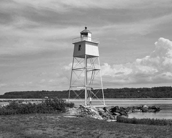 Grand Marais Lighthouse, Grand Marais Michigan Black And White Fine Art Photography Print
