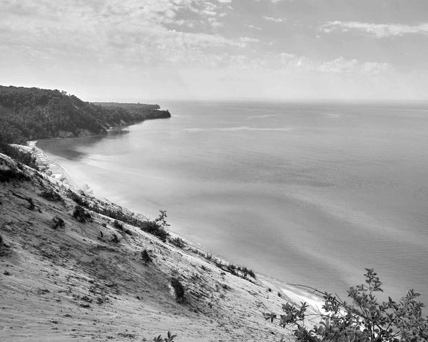 Log Slide Overlook, Pictured Rocks Michigan Black And White Fine Art Photography Print