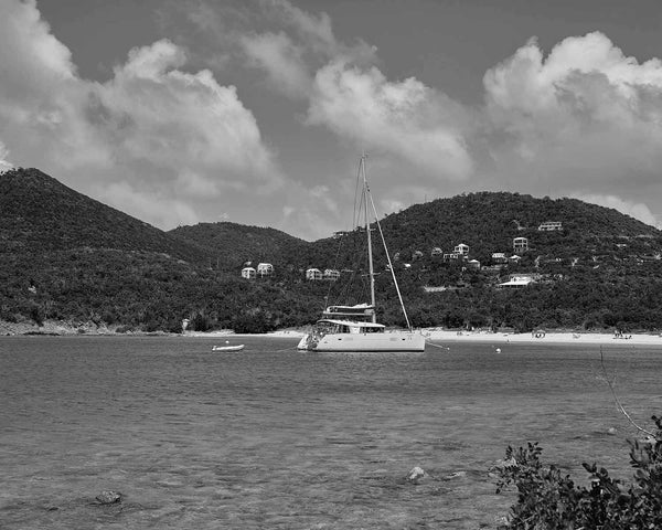 Salt Pond Beach Sailboat, St. John USVI Black And White Fine Art Photography Print