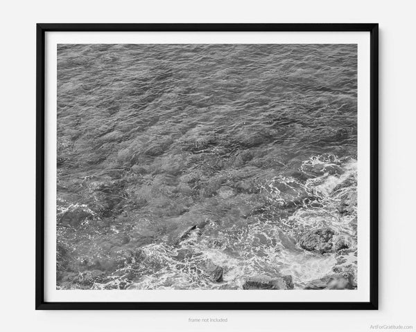 Clear Blue Caribbean Ocean Off Ram Head Trail, St. John USVI Black And White Fine Art Photography Print