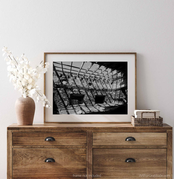 Sugar Mill Plantation Ruins Off Reef Bay Trail, St. John USVI Black And White Fine Art Photography Print