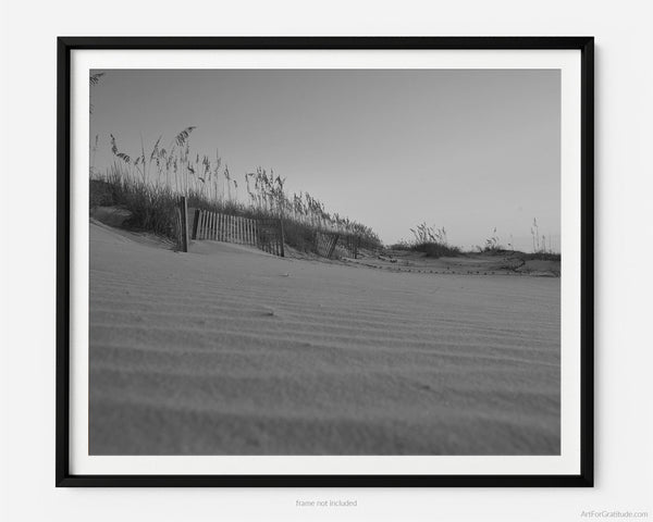 Palmetto Dunes Beach At Sunrise, Hilton Head Island Black And White Fine Art Photography Print, With Sand Dunes