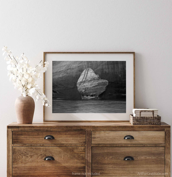 Mitten Rock, Pictured Rocks Michigan Black And White Fine Art Photography Print