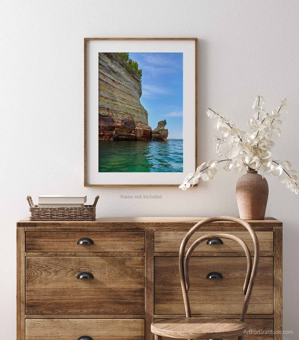 Kissing Rock And Sandstone Cliffs, Pictured Rocks Michigan Fine Art Photography Print