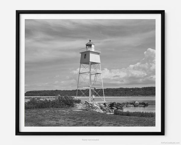 Grand Marais Lighthouse, Grand Marais Michigan Black And White Fine Art Photography Print