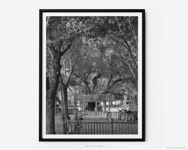 Harbour Town Playground At Sea Pines, Hilton Head Island Black And White Fine Art Photography Print