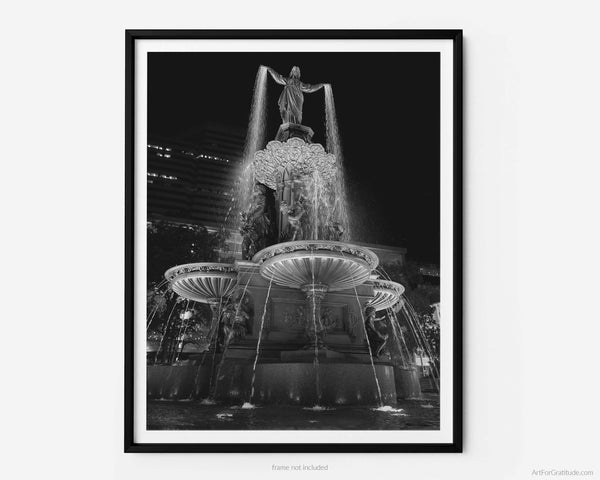 Fountain Square Cincinnati Black And White Fine Art Photography Print, Cincinnati Wall Art