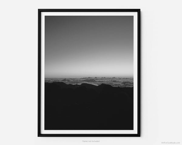 Haleakalā Summit At Sunrise, Haleakalā National Park Black And White Fine Art Photography Print, In Maui Hawaii
