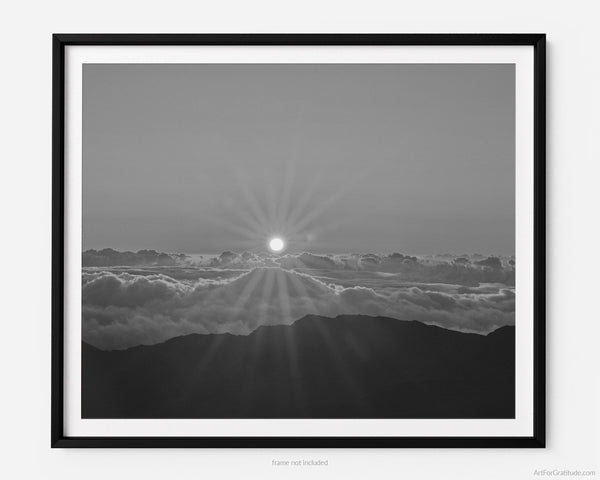 Haleakalā Summit At Sunrise, Haleakalā National Park Black And White Fine Art Photography Print, In Maui Hawaii