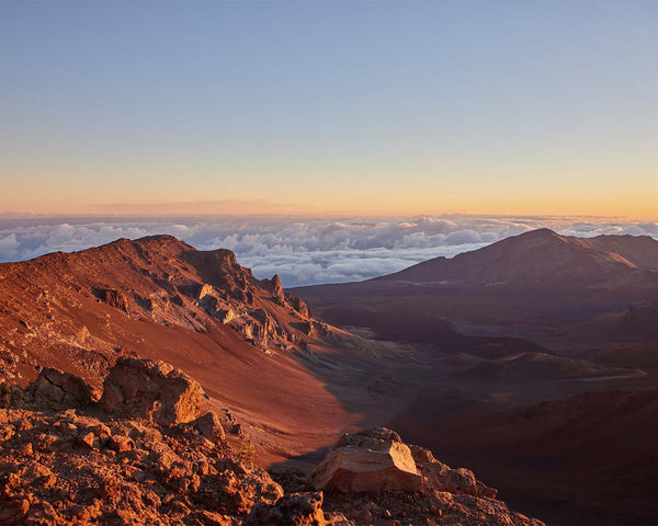 Haleakalā Summit View Into Volcanic Crater at Sunrise, Haleakalā National Park Fine Art Photography Print, In Maui Hawaii