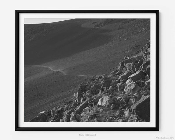 Sliding Sands Trail At Sunrise, Haleakalā National Park Black And White Fine Art Photography Print, In Maui Hawaii, Keonehe‘ehe‘e Hike