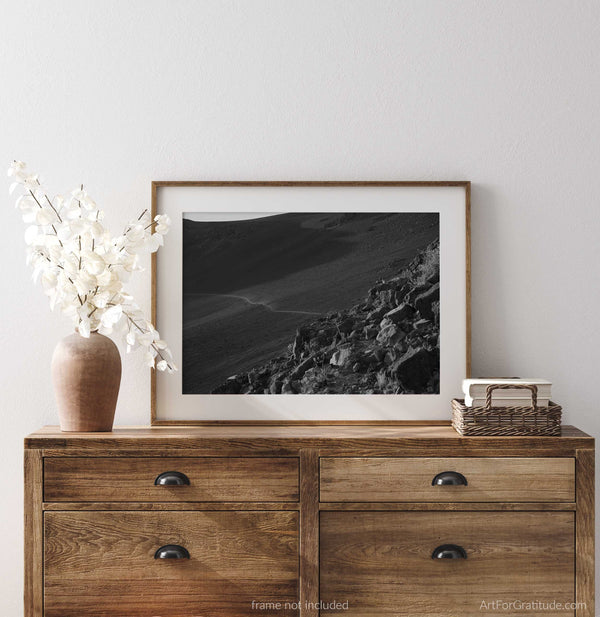 Sliding Sands Trail At Sunrise, Haleakalā National Park Black And White Fine Art Photography Print, In Maui Hawaii, Keonehe‘ehe‘e Hike