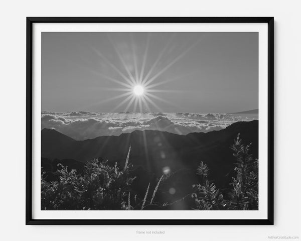 Haleakalā Summit At Sunrise, Haleakalā National Park Black And White Fine Art Photography Print, In Maui Hawaii