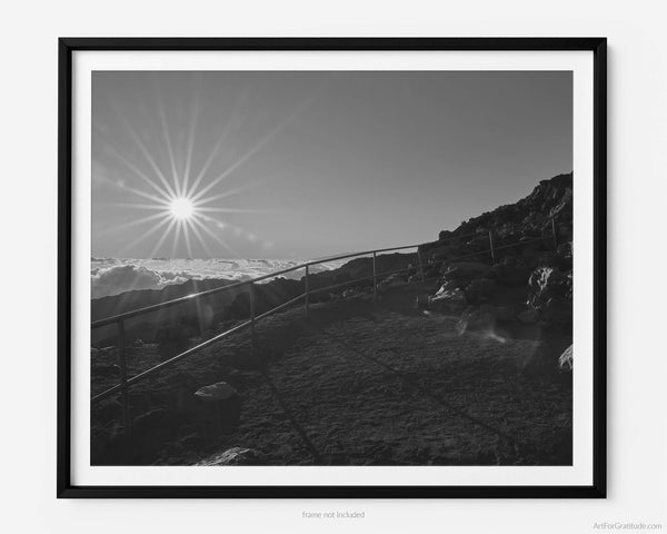 Haleakalā Summit At Sunrise Near Visitor Center, Haleakalā National Park Black And White Fine Art Photography Print, In Maui Hawaii