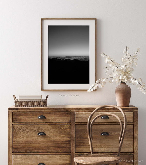 Haleakalā Summit At Sunrise, Haleakalā National Park Black And White Fine Art Photography Print, In Maui Hawaii