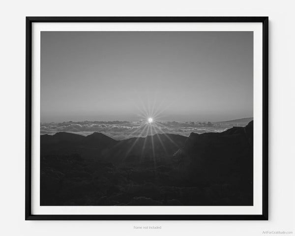 Haleakalā Summit At Sunrise, Haleakalā National Park Black And White Fine Art Photography Print, In Maui Hawaii