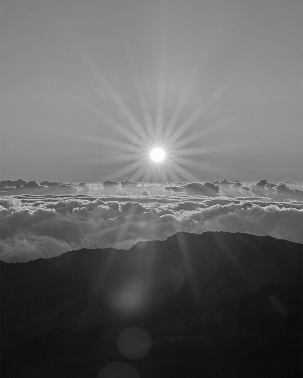 Haleakalā Summit At Sunrise, Haleakalā National Park Black And White Fine Art Photography Print, In Maui Hawaii