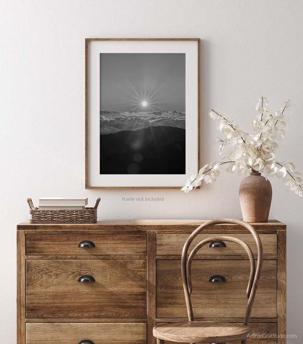 Haleakalā Summit At Sunrise, Haleakalā National Park Black And White Fine Art Photography Print, In Maui Hawaii
