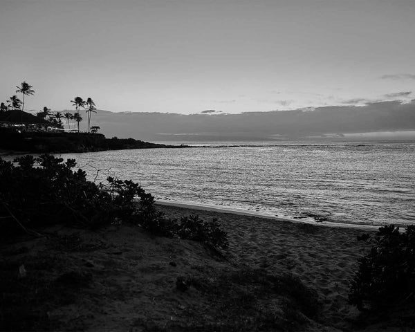 Sunset At Kapalua Bay Beach, A Maui Hawaii Black And White Fine Art Photography Print, Art For Gratitude