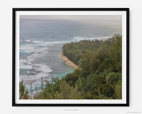 View Of Ke&#39;e Beach On Nā Pali Coast Hike, A Kauai Hawaii Fine Art Photography Print, Art For Gratitude