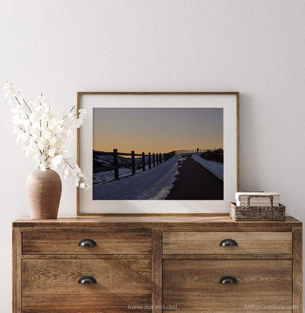 Runner On Winding Road At Sunset, Avon Colorado Fine Art Photography Print