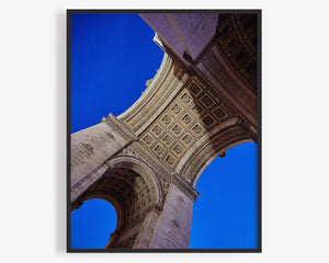 This photo was taken directly below Paris’ legendary Arc de Triomphe, at the centre of Place Charles de Gaulle, standing at the western end of the Champs-Élysées. Looking up, the summer night lends itself to showcase this Neoclassical monument set against the crystal blue night sky.